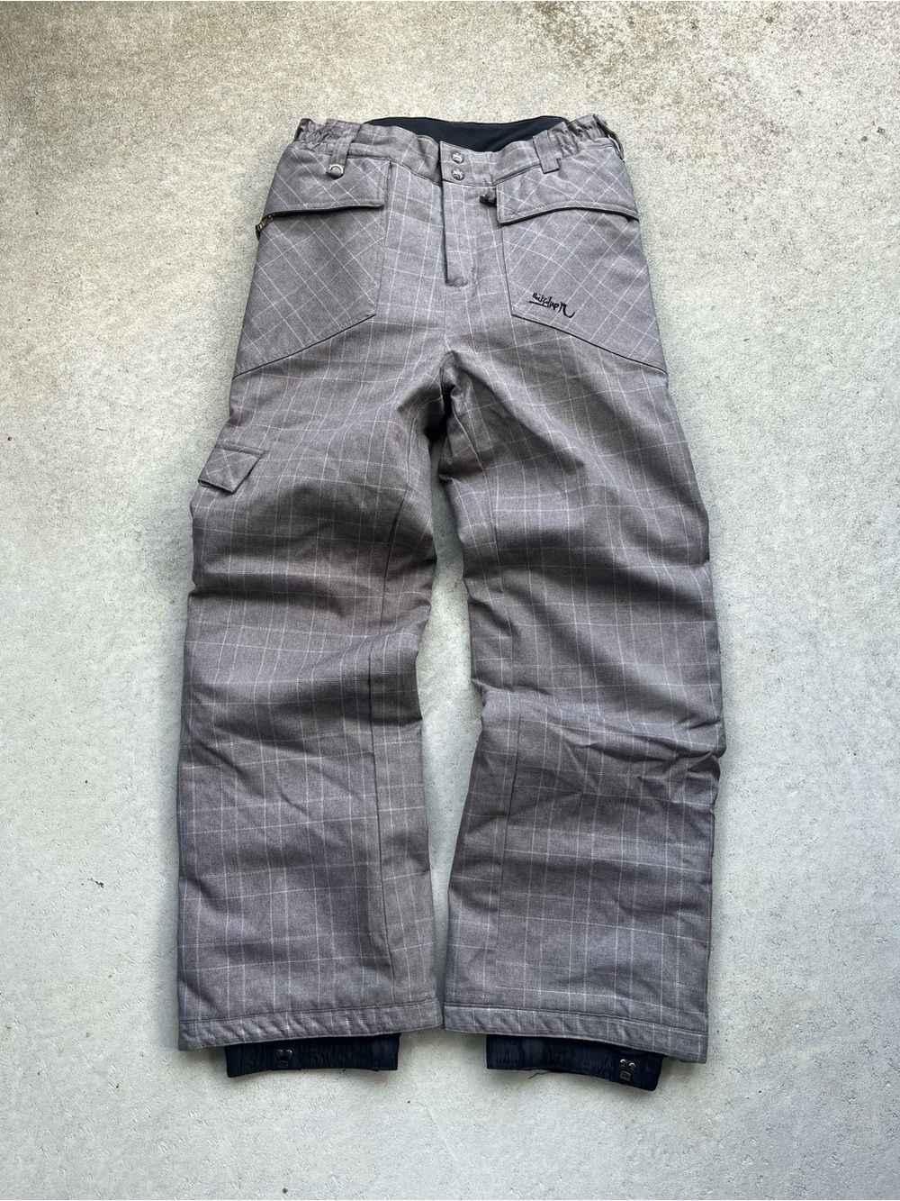 Quiksilver Men's Gray Plaid Snow Cargo Pants